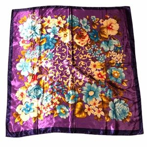 Purple Floral Large Square Scarf